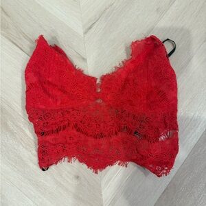 Red Lace Bralette Cropped Top